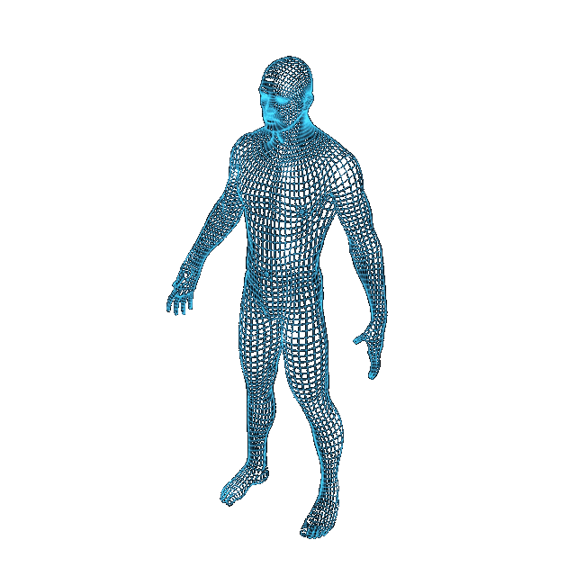Modelo 3D animado em poses de fisiculturismo